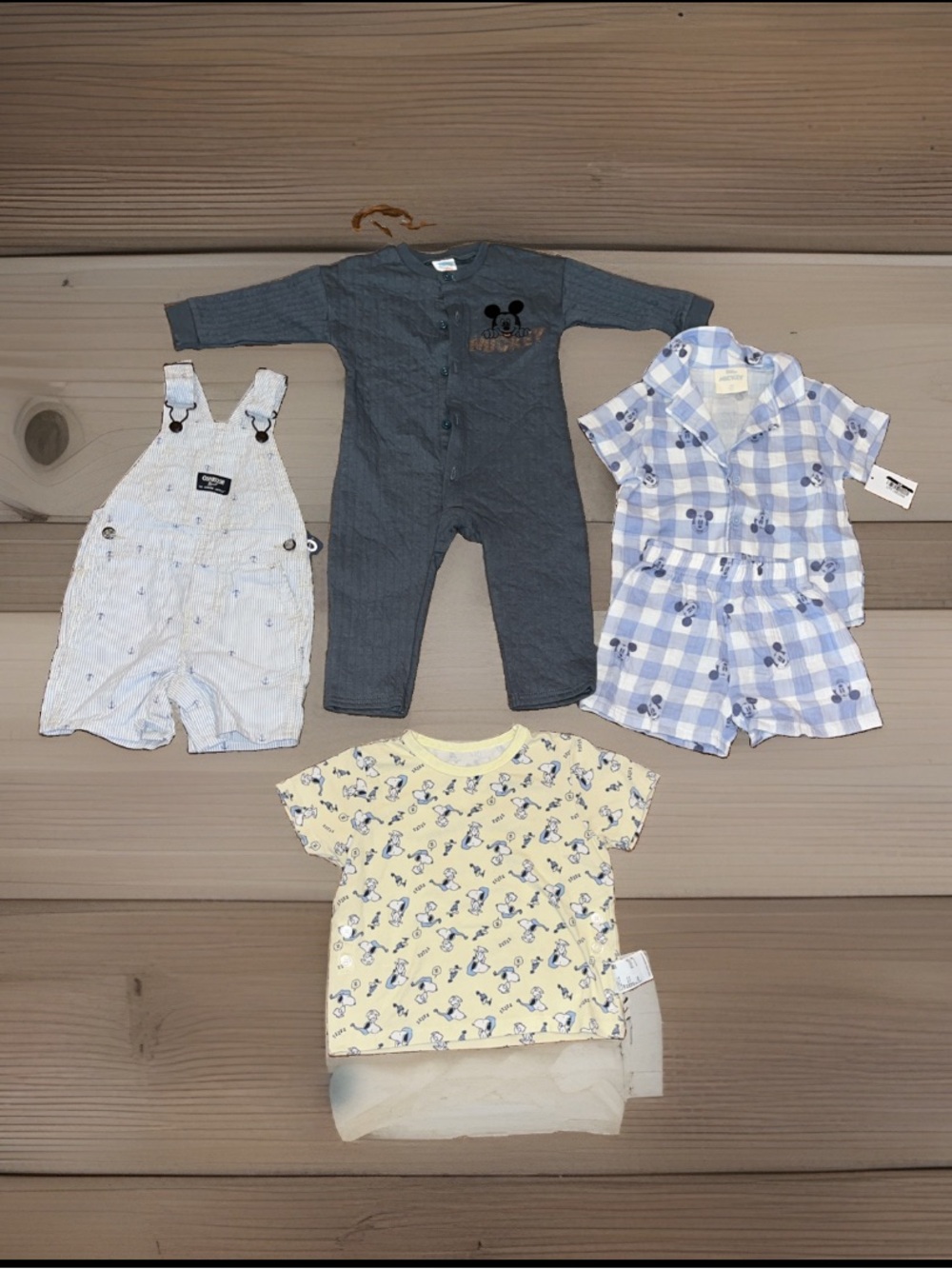 4-Items 18m Bundle Mickey Mouse Thermal Outfit & A2pc Button Up W/Shorts